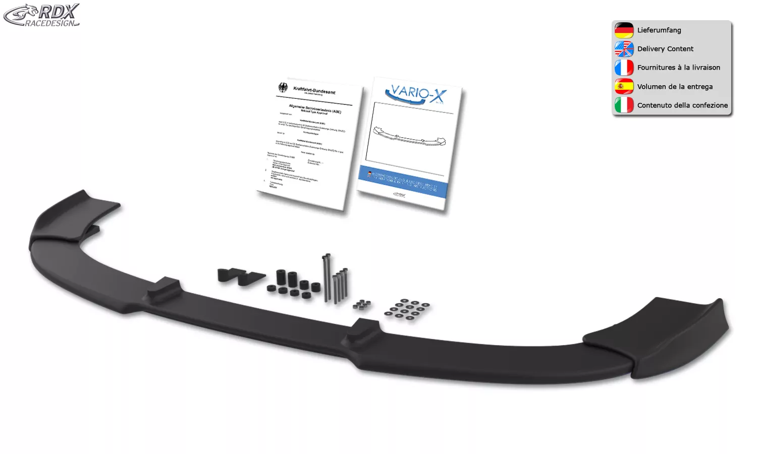 RDX Frontspoiler VARIO-X für RENAULT Megane 3 GT / GT-Line 2011+ Frontlippe Front Ansatz Vorne Spoilerlippe