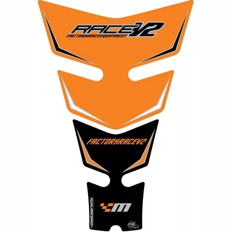 Motografix KTM Race V2 Orange / Black Factory 3D Gel Tank Pad Protector TKTM01O
