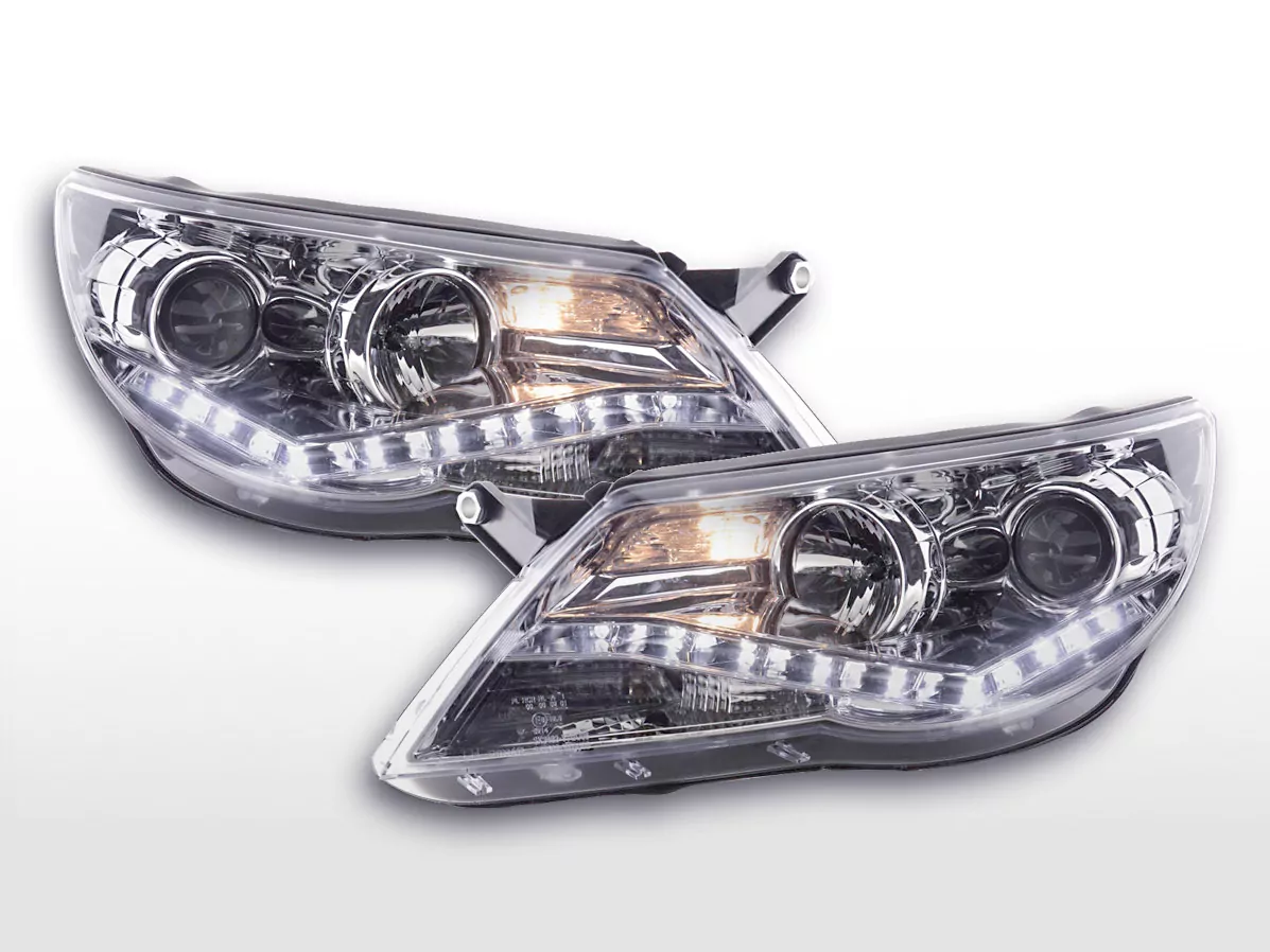Scheinwerfer Set Daylight LED TFL-Optik VW Tiguan Bj. 07-11 chrom
