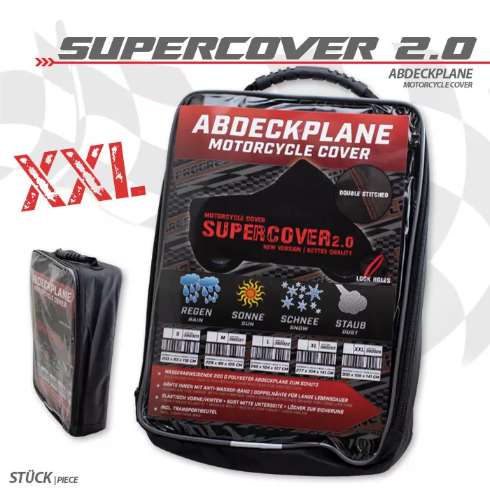 Abdeckplane | Supercover 2.0 | Gr. Xxl | Schwarz | Polyester | 200 D | L 300 X B 106 X H 141 Cm