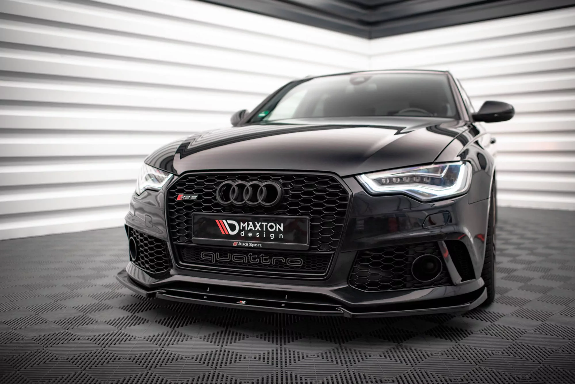 Front Ansatz Für Audi A6 RS6 Look C7 Schwarz Hochglanz