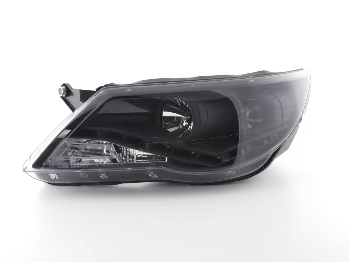 Scheinwerfer Set Daylight LED TFL-Optik VW Tiguan Bj. 07-11 schwarz für Rechtslenker