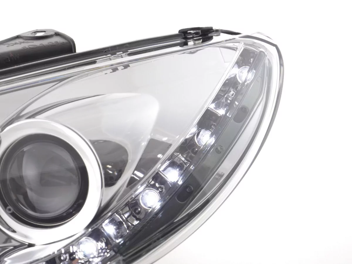 Scheinwerfer Set Daylight LED TFL-Optik Peugeot 206 Bj. 98-07 chrom