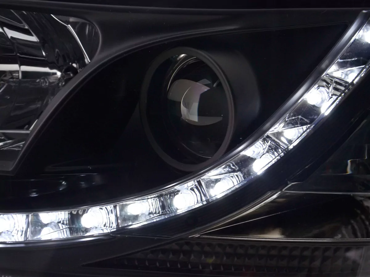 Scheinwerfer Set Daylight LED Tagfahrlicht VW Bus T5 Bj. 03-09 schwarz