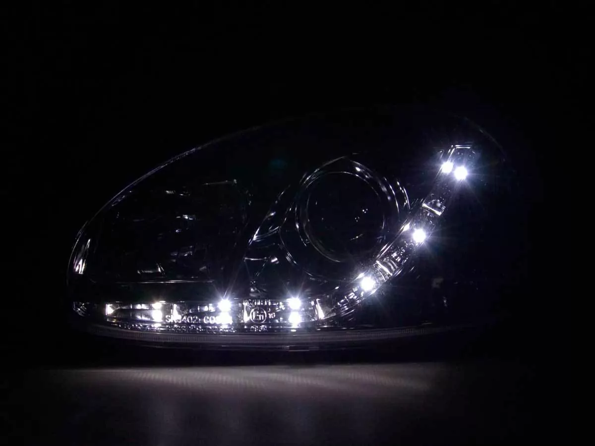 Scheinwerfer Set Daylight LED TFL-Optik Opel Corsa B Bj. 94-00 chrom