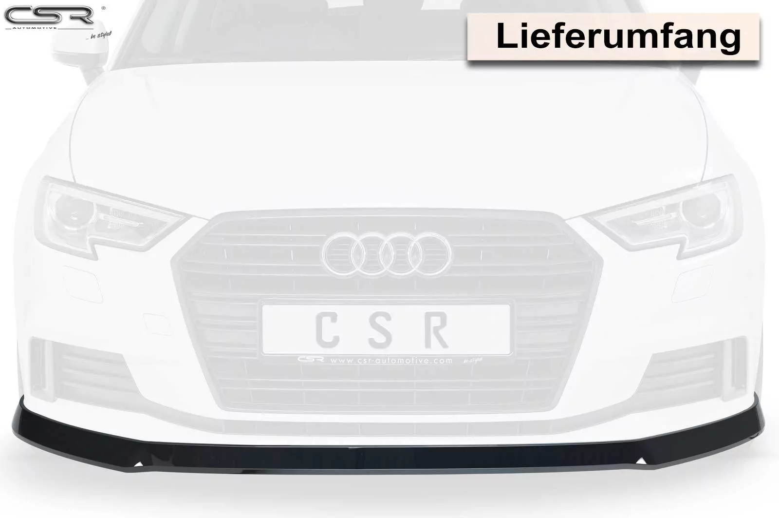 Cup-Spoilerlippe mit ABE für Audi A3 8V Lackierfreundlich (schwarz matt)