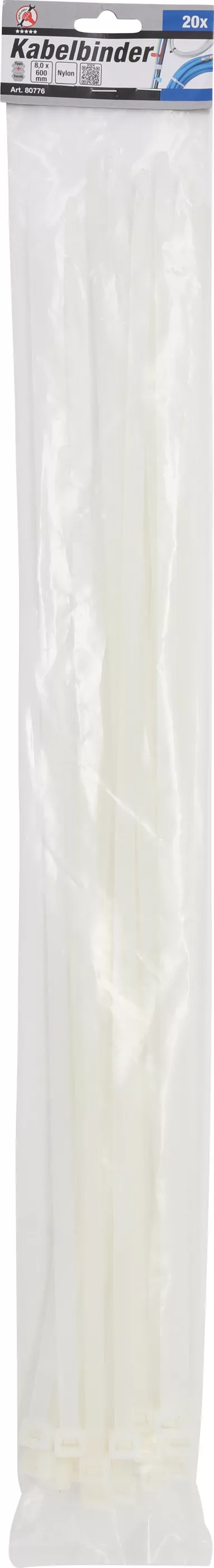 Kabelbinder-Sortiment | weiß | 8,0 x 600 mm | 20-tlg.