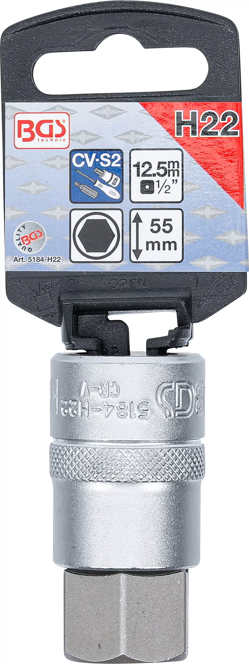 Bit-Einsatz | Antrieb Innenvierkant 12,5 mm (1/2") | Innensechskant 22 mm