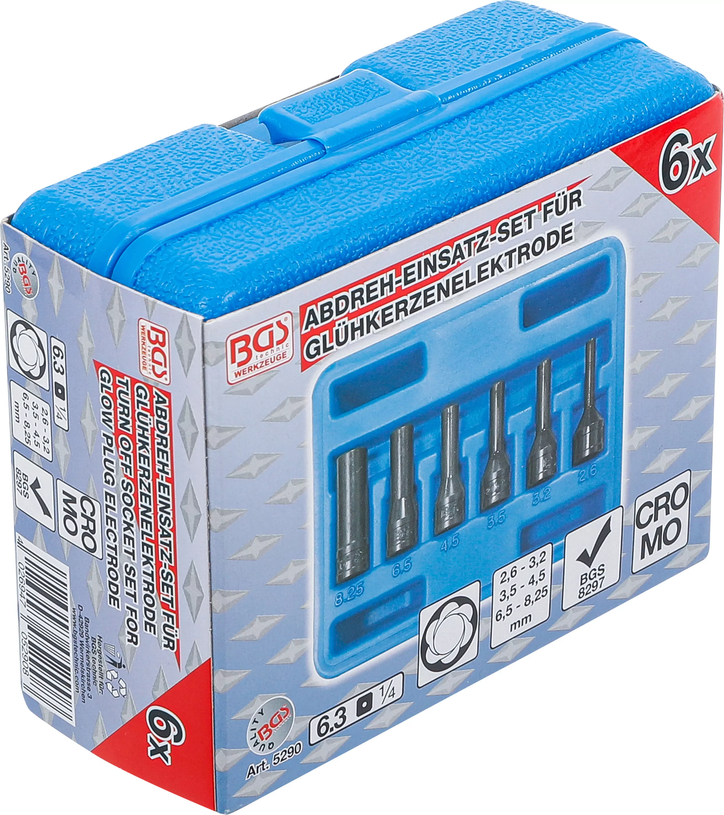 Abdreh-Einsatz-Satz für Glühkerzenelektrode | Antrieb Innenvierkant 6,3 mm (1/4") | 6-tlg.