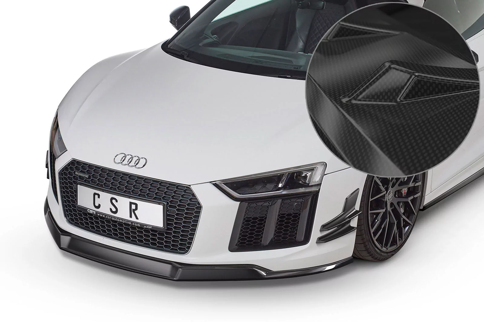 Cup-Spoilerlippe mit ABE für Audi R8 (Typ 4S) CSL451-C Carbon Look Hochglanz