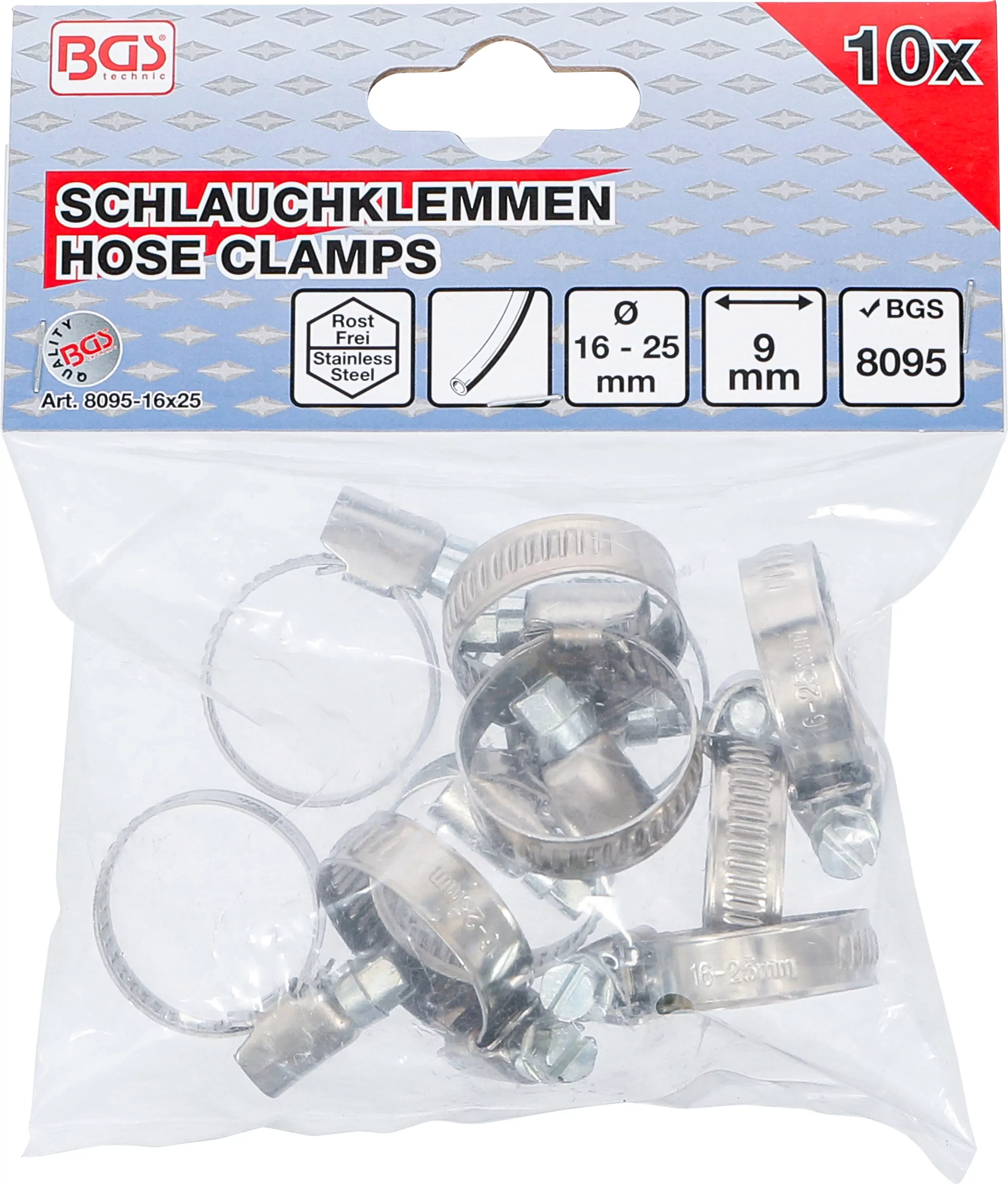 Schlauchklemmen | rostfrei | 16 x 25 mm | 10-tlg.