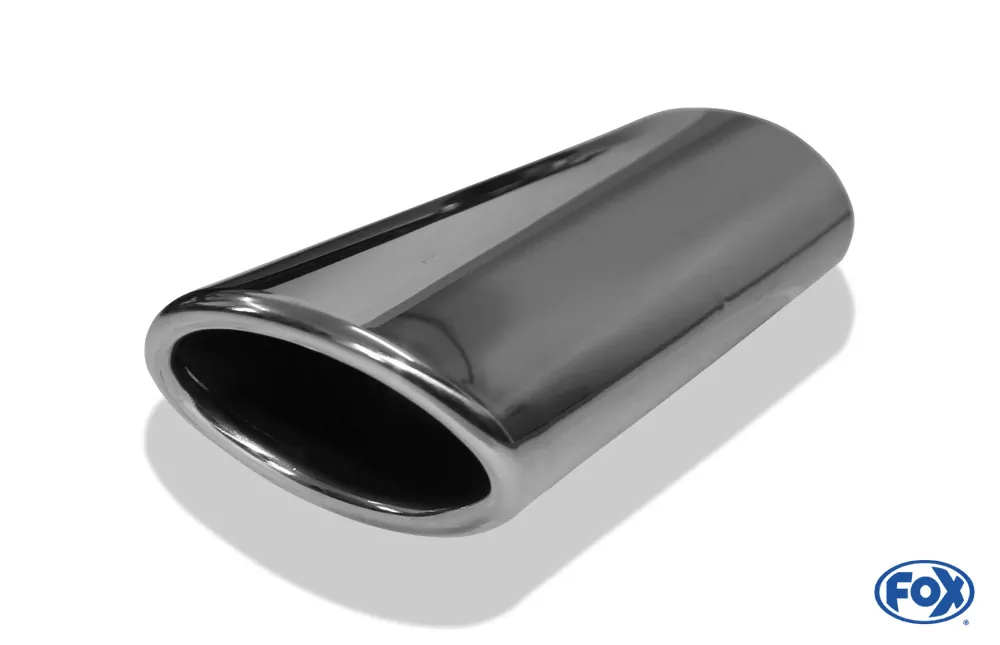 Anschweißendrohr Typ 44  86x54 mm / Gesamtlänge: 200 mm  - oval / eingerollt / 29° abgeschrägt / mit lang gezogener Tulpe (Länge ca. 110mm)