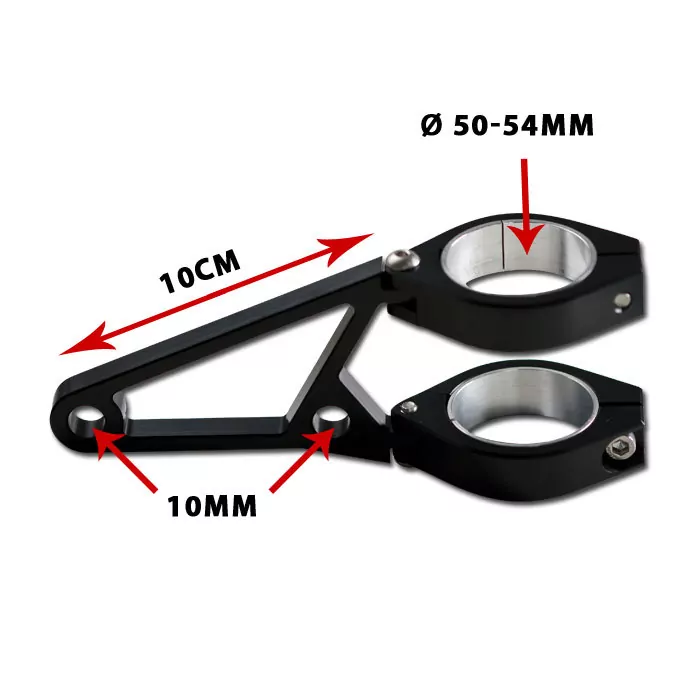 Lampenhalter-set, Cnc Alu-schwarz, 50-54 Mm, 4 Schwarze Schellen, 2 Halter