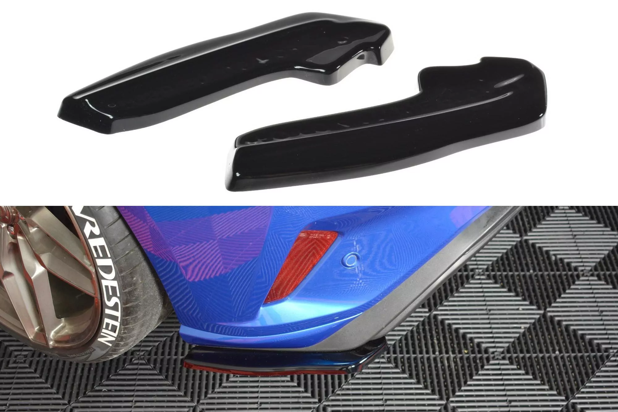 Heck Ansatz Flaps Diffusor Passend Für Passend Für FORD FOCUS MK4 ST-LINE Schwarz Hochglanz Schwarz Hochglanz