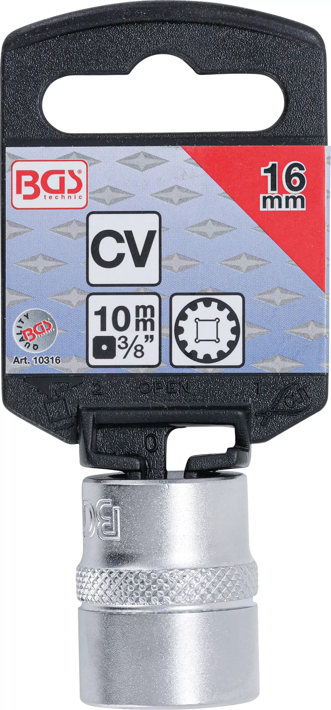 Steckschlüssel-Einsatz Gear Lock | Antrieb Innenvierkant 10 mm (3/8") | SW 16 mm