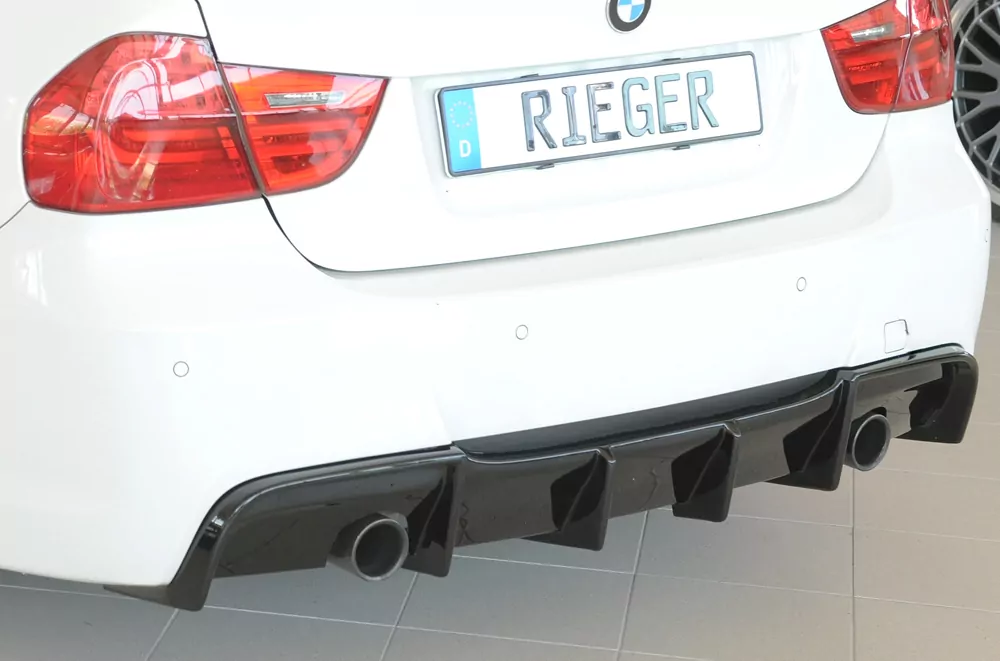 Rieger Heckeinsatz glanz schwarz für BMW 3er E91 Touring 09.08- (ab Facelift) LCI