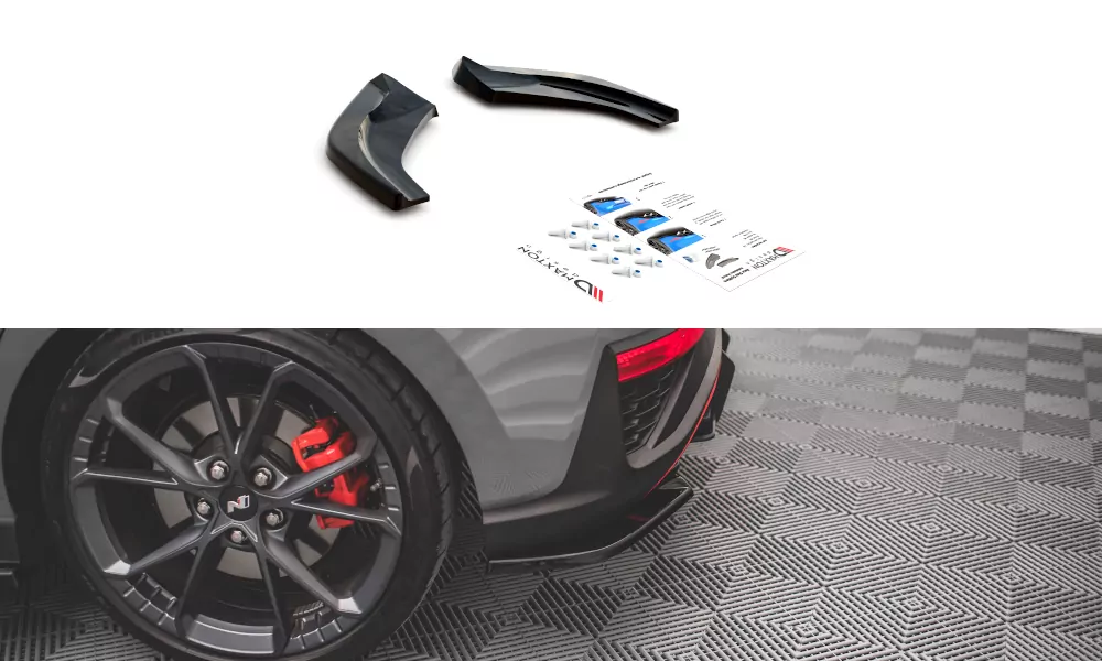 Heck Ansatz Flaps Diffusor V.2 Für Hyundai I30 N Hatchback Mk3 Facelift Schwarz Hochglanz
