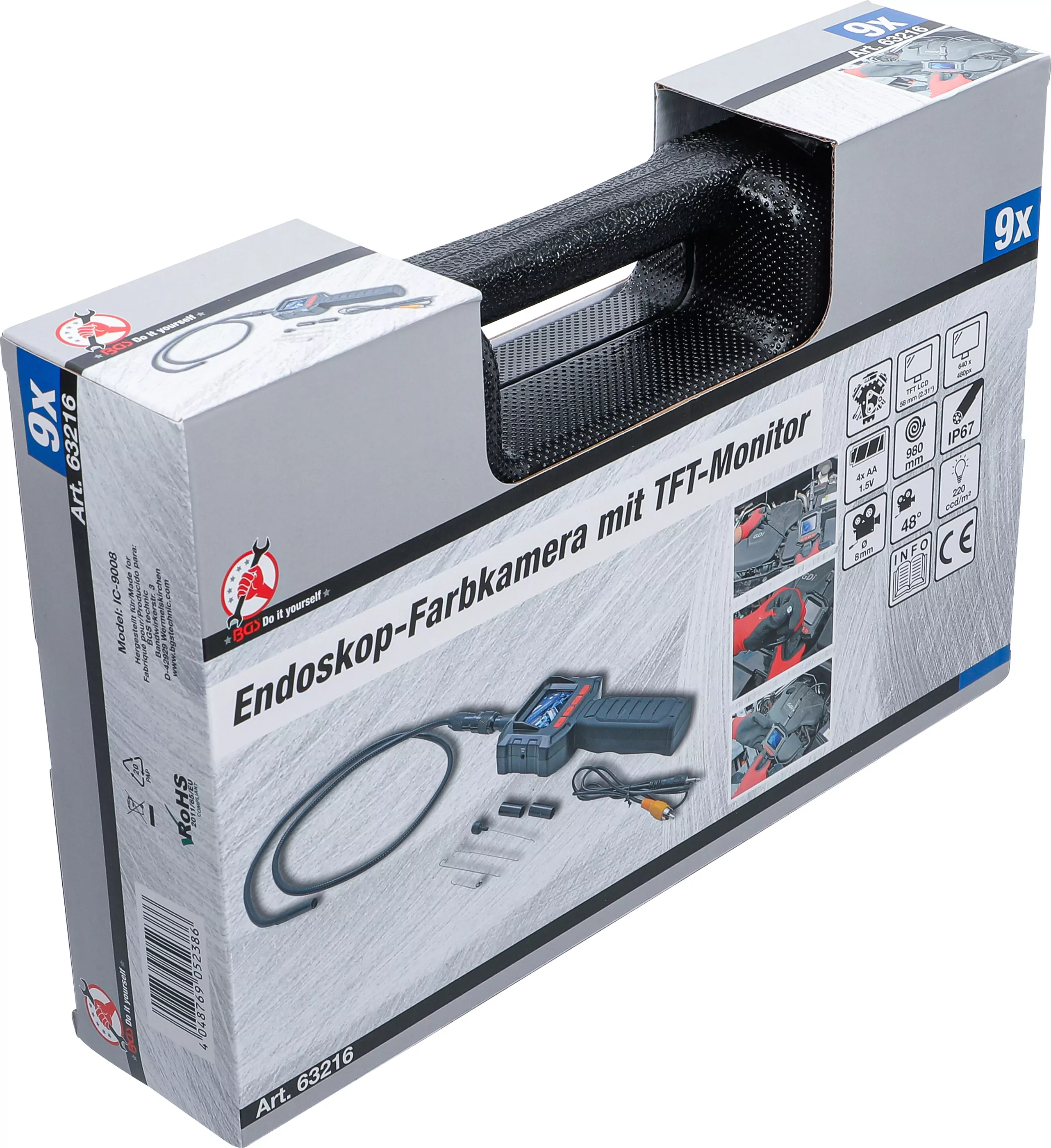 Endoskop-Farbkamera mit TFT-Monitor | Kamerakopf Ø 8 mm