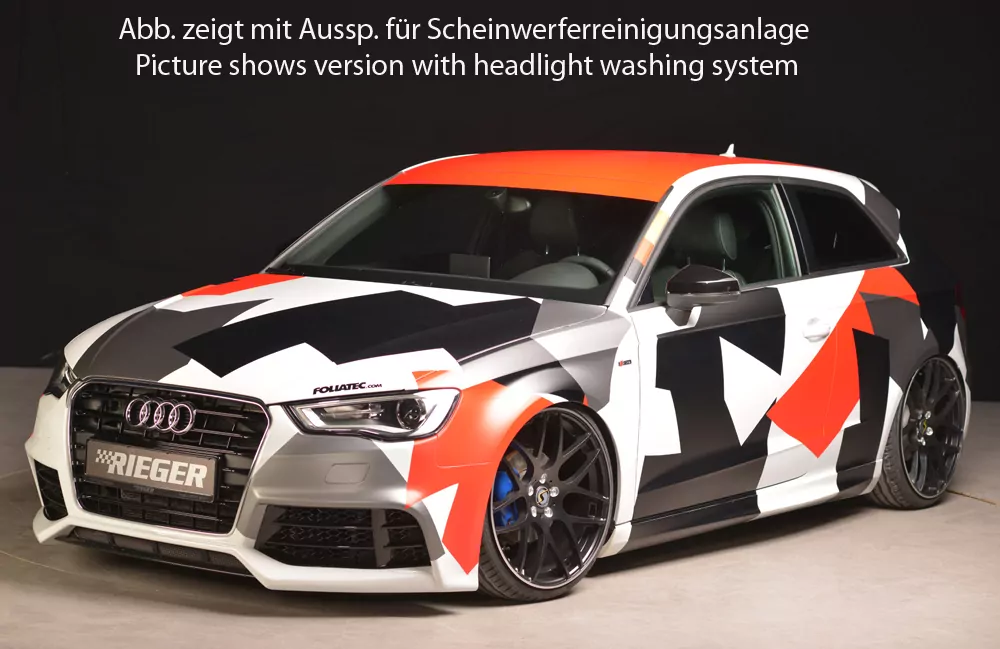Rieger Spoilerstoßstange für Audi A3 (8V) - 3-tür. (Schrägheck 8V1) 07.12-08.16 (bis Facelift) carbon optik