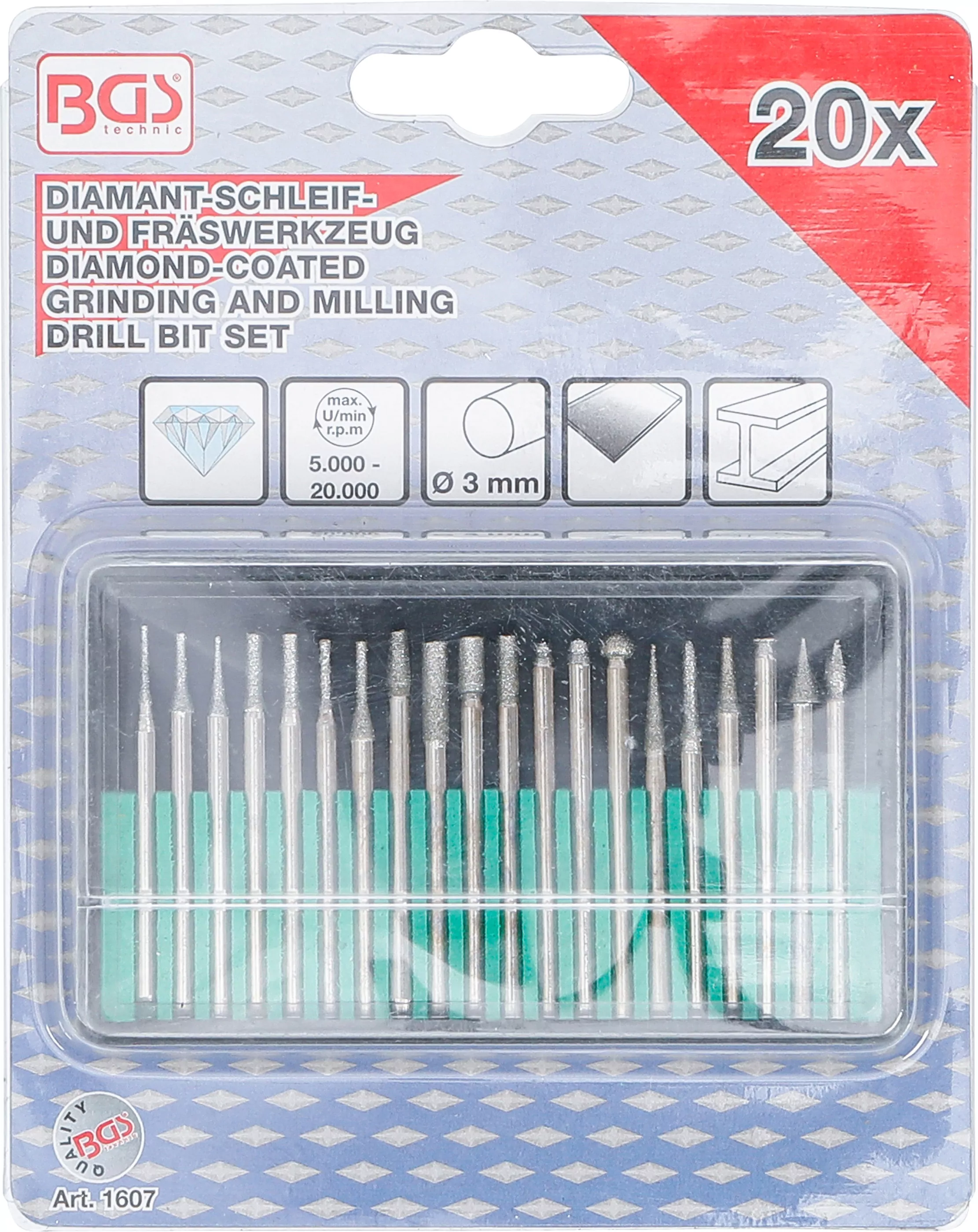 Diamant-Schleif- und Fräswerkzeug | 20-tlg.