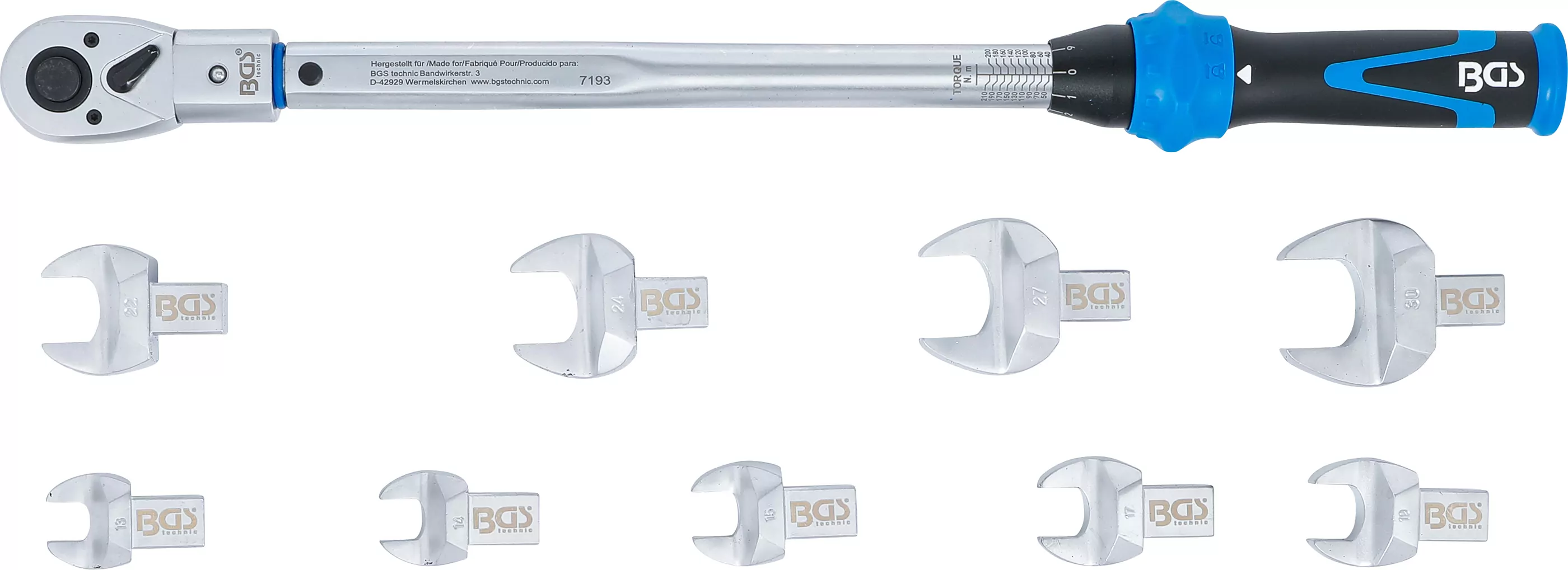 Drehmomentschlüssel-Satz | für Einsteckwerkzeuge 14 x 18 mm | 40 - 210 Nm | 11-tlg.