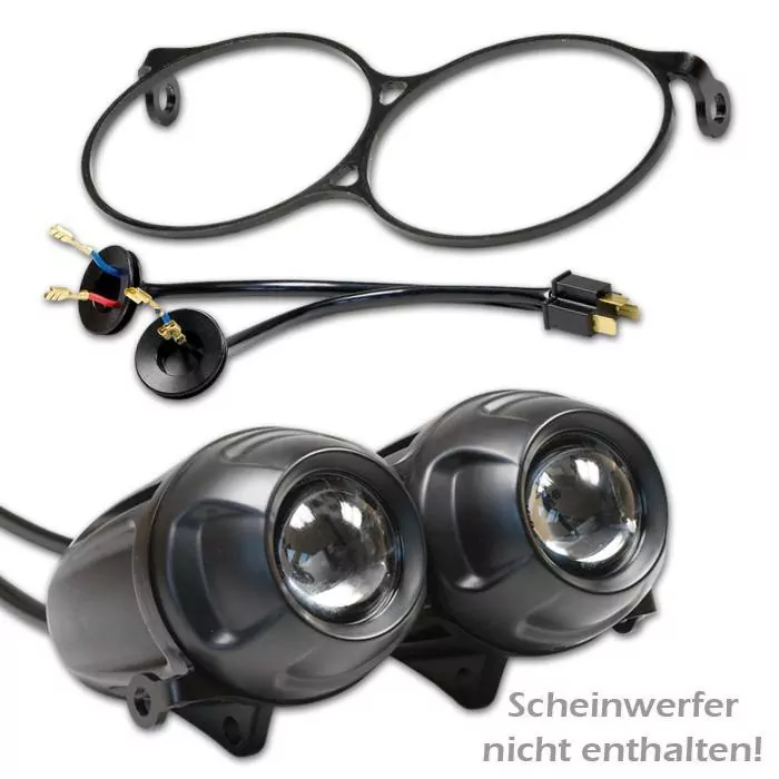 Halterahmen für 2 Elipsoid Scheinwerfer+ Kabelbaum Aluminium | schwarz