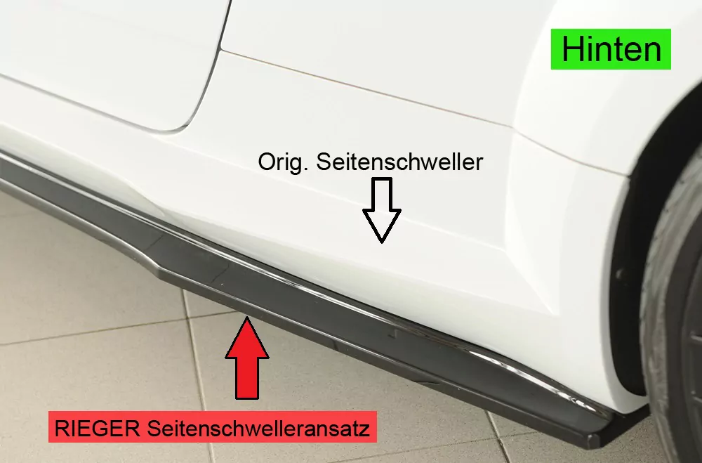 Rieger Seitenschweller links ansatz (ca. 19mm) glanz schwarz für Audi TTS (8J-FV/8S) Roadster 07.14-08.18 (bis Facelift)