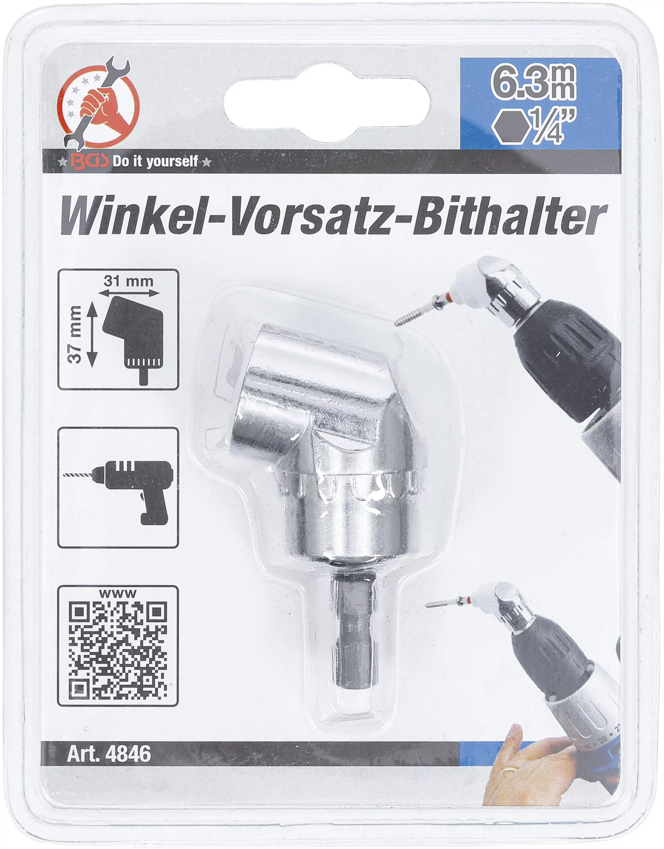 Winkel-Vorsatz-Bithalter | Antrieb Außensechskant 6,3 mm (1/4") | Abtrieb Innensechskant 6,3 mm (1/4")