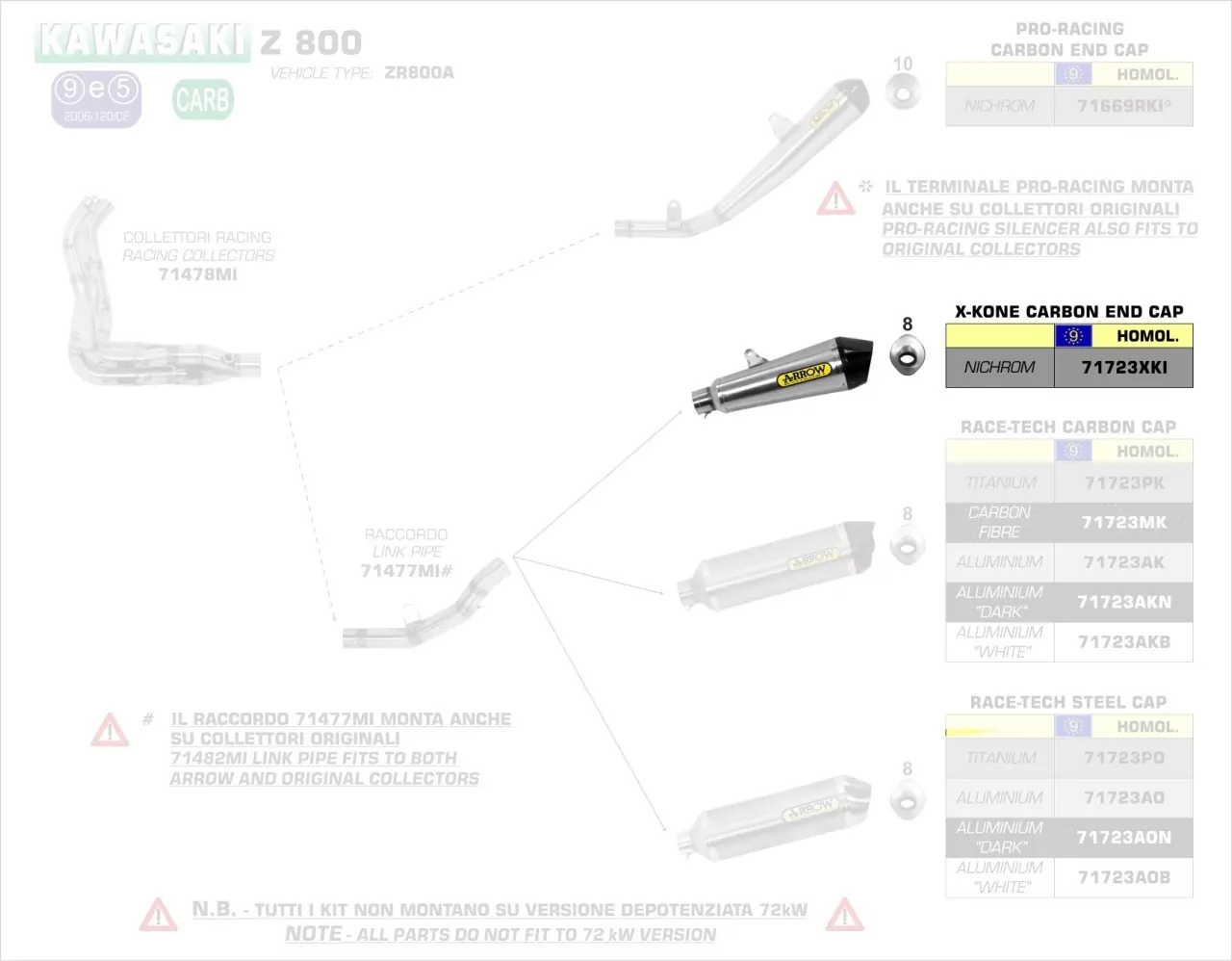 Arrow X-Kone Silencer Kawasaki Z 800 E 13-16