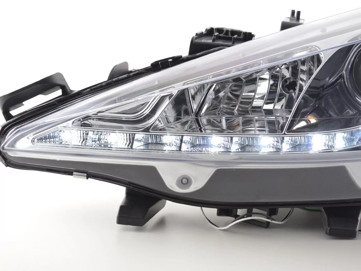 Scheinwerfer Set Daylight LED Tagfahrlicht Peugeot 207 Bj. 06- chrom für Rechtslenker