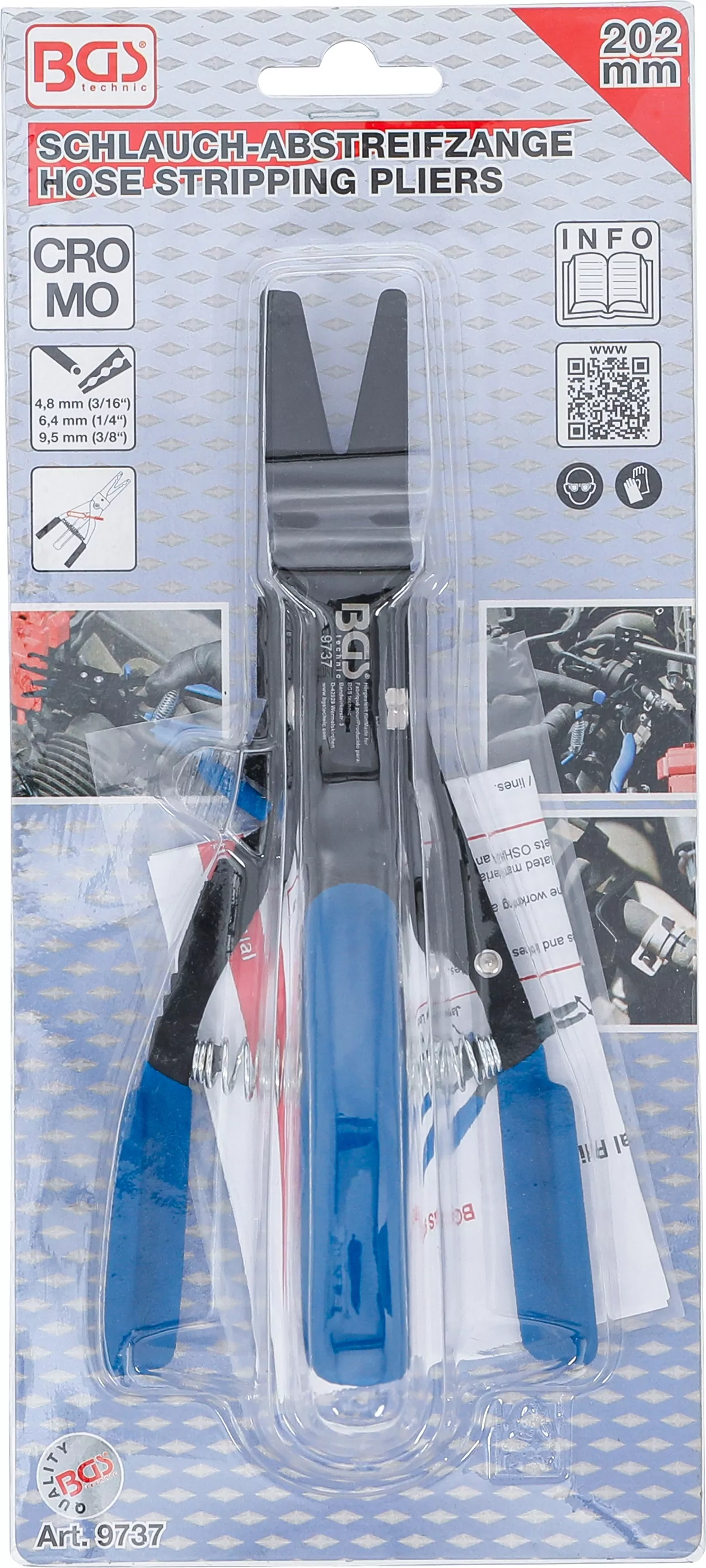 Schlauch-Abstreifzange | arretierbar | 202 mm