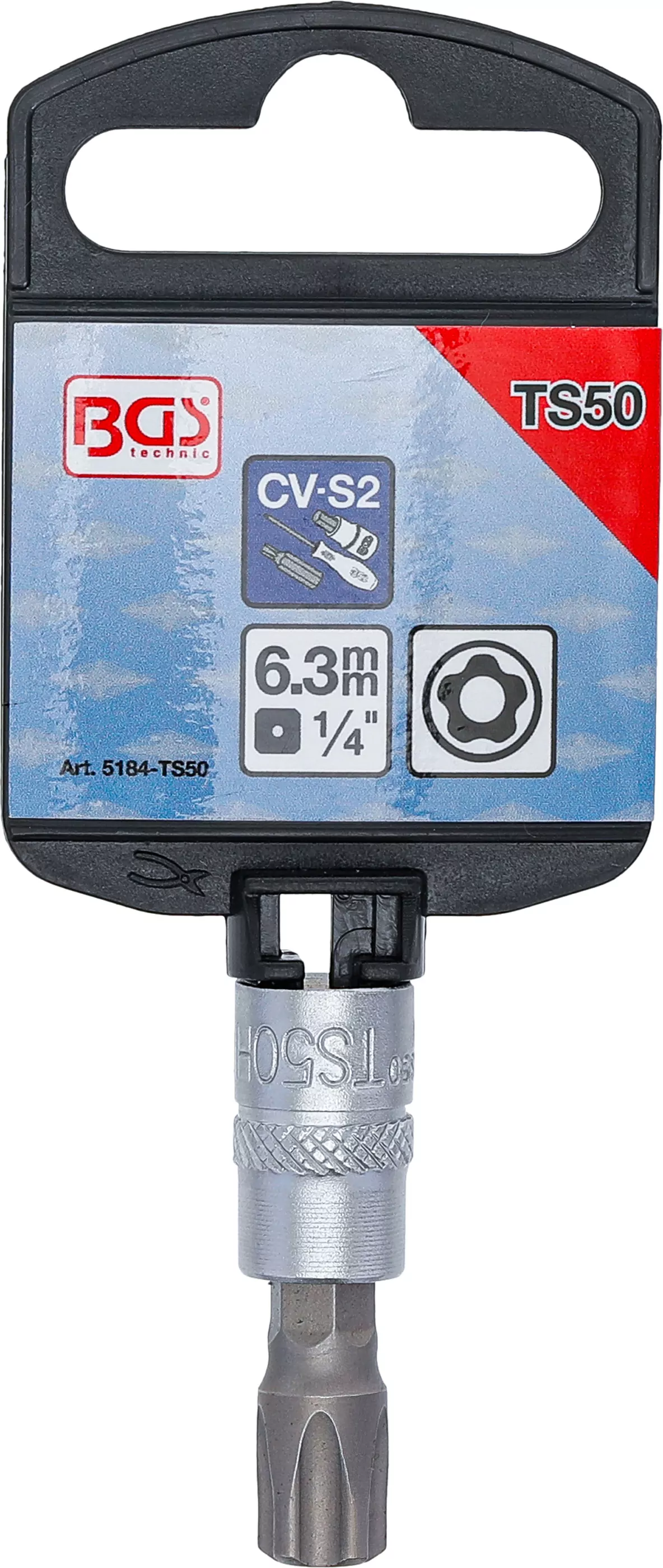 Bit-Einsatz | Antrieb Innenvierkant 6,3 mm (1/4") | TS-Profil (für Torx Plus) mit Bohrung TS50