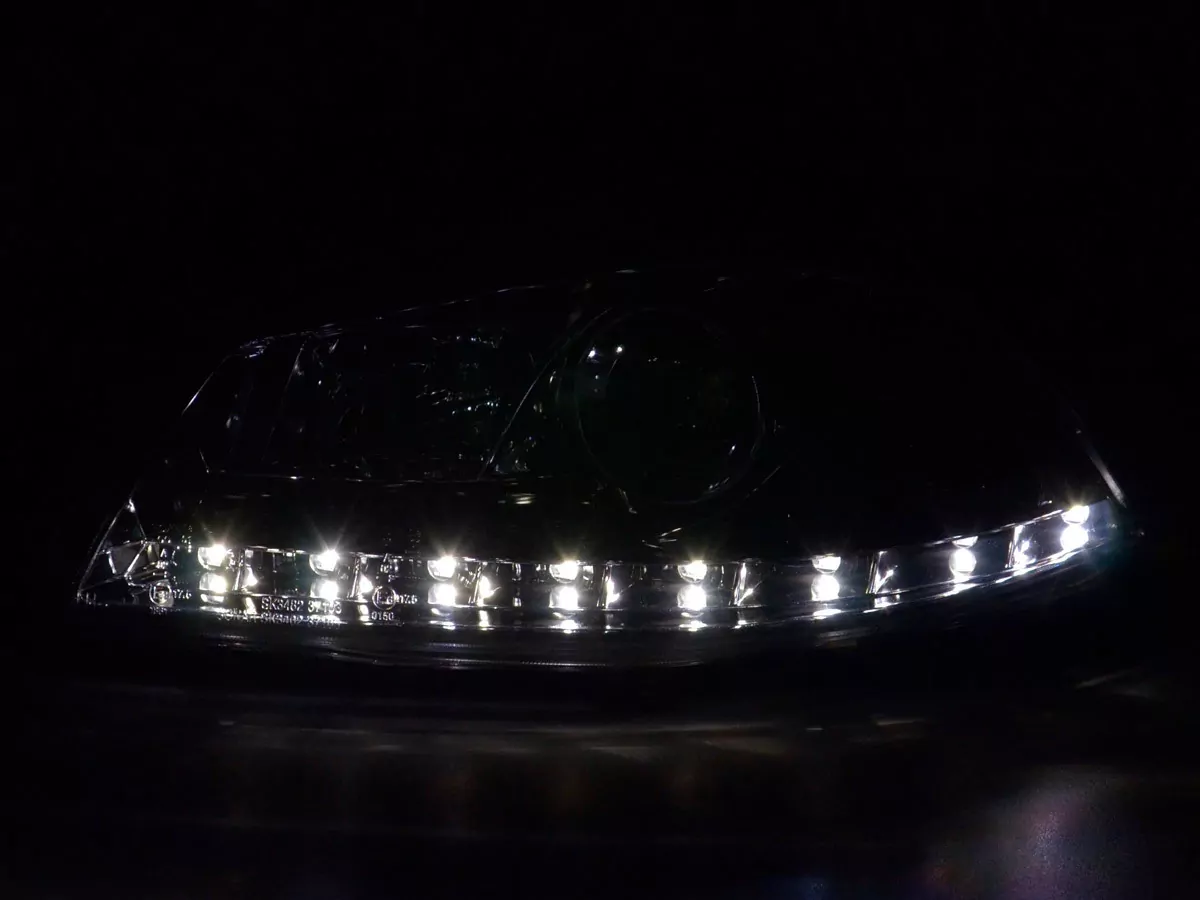 Scheinwerfer Set Daylight LED TFL-Optik Seat Ibiza Typ 6L Bj. 03-08 chrom