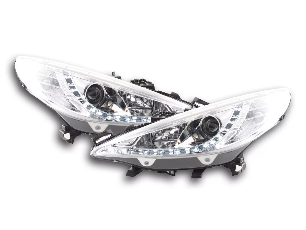 Scheinwerfer Set Daylight LED Tagfahrlicht Peugeot 207 Bj. 06- chrom für Rechtslenker