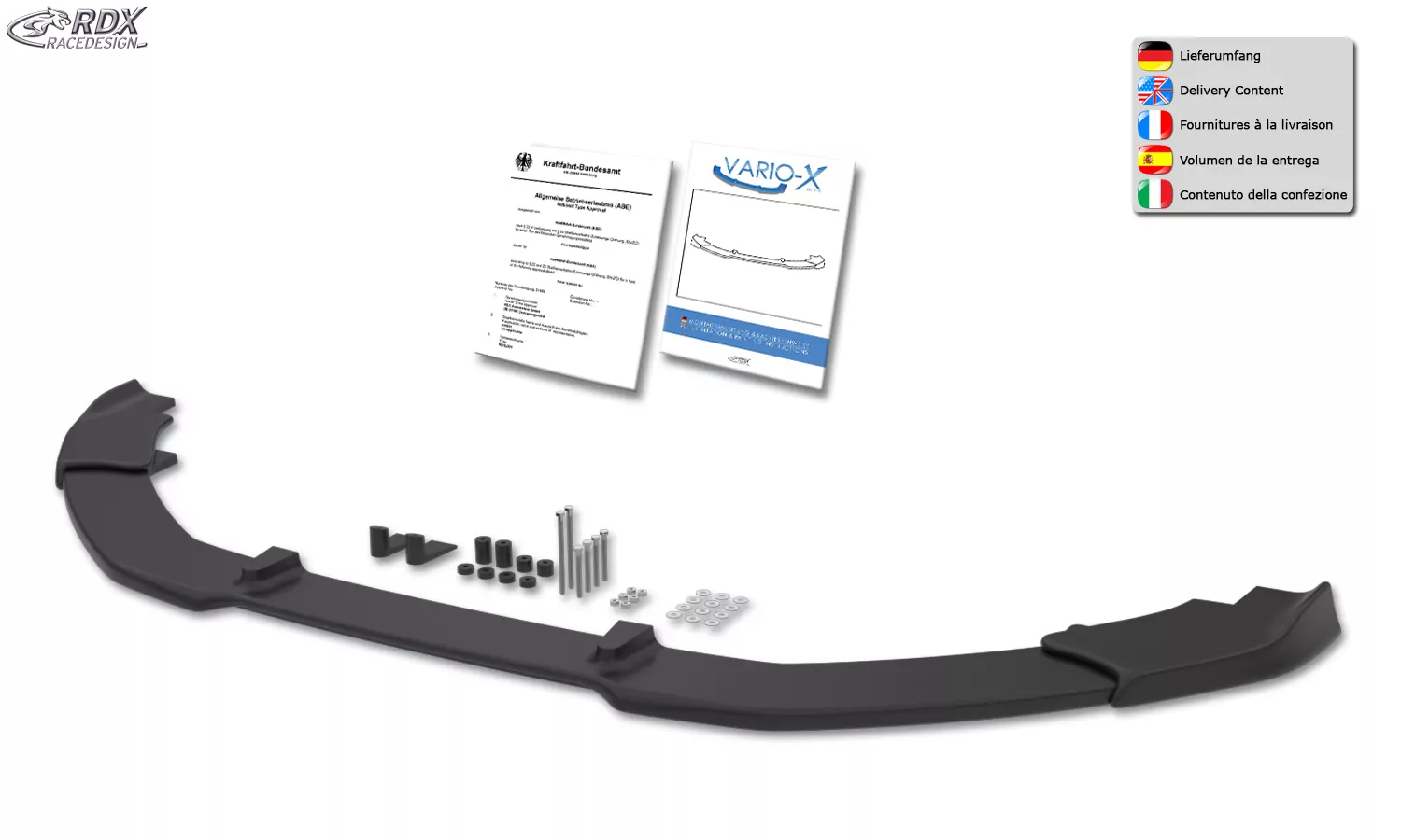 RDX Frontspoiler VARIO-X für VW Arteon Frontlippe Front Ansatz Vorne Spoilerlippe