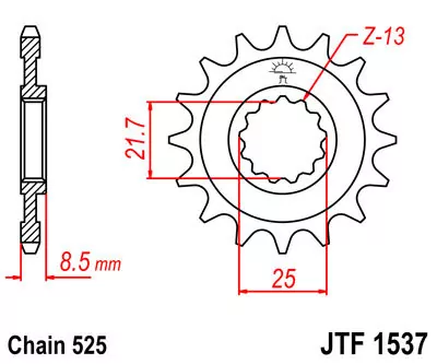 Ritzel 14Z  |  525 Feinverz. Innen Ø 21.6/25