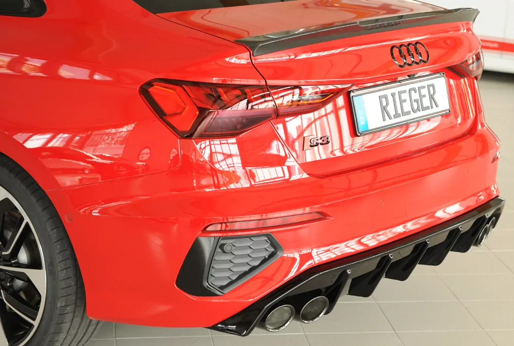 Rieger Heckeinsatz glanz schwarz für Audi A3 S3 (GY) 5-tür. (Limousine) 07.20-05.24 (bis Facelift)
