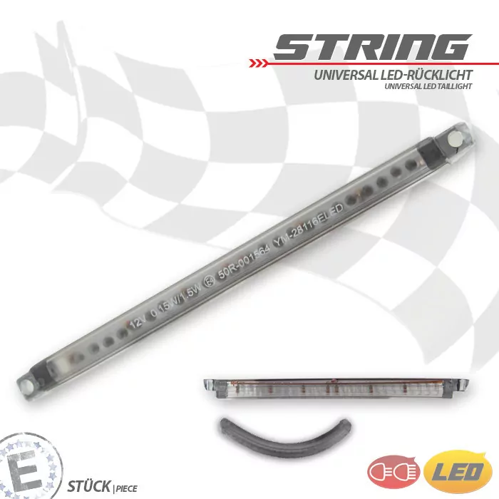 LED-Rücklicht "String" | getönt | ohne KZB Maße: B 127 x H 9 x T 10 mm | E-geprüft
