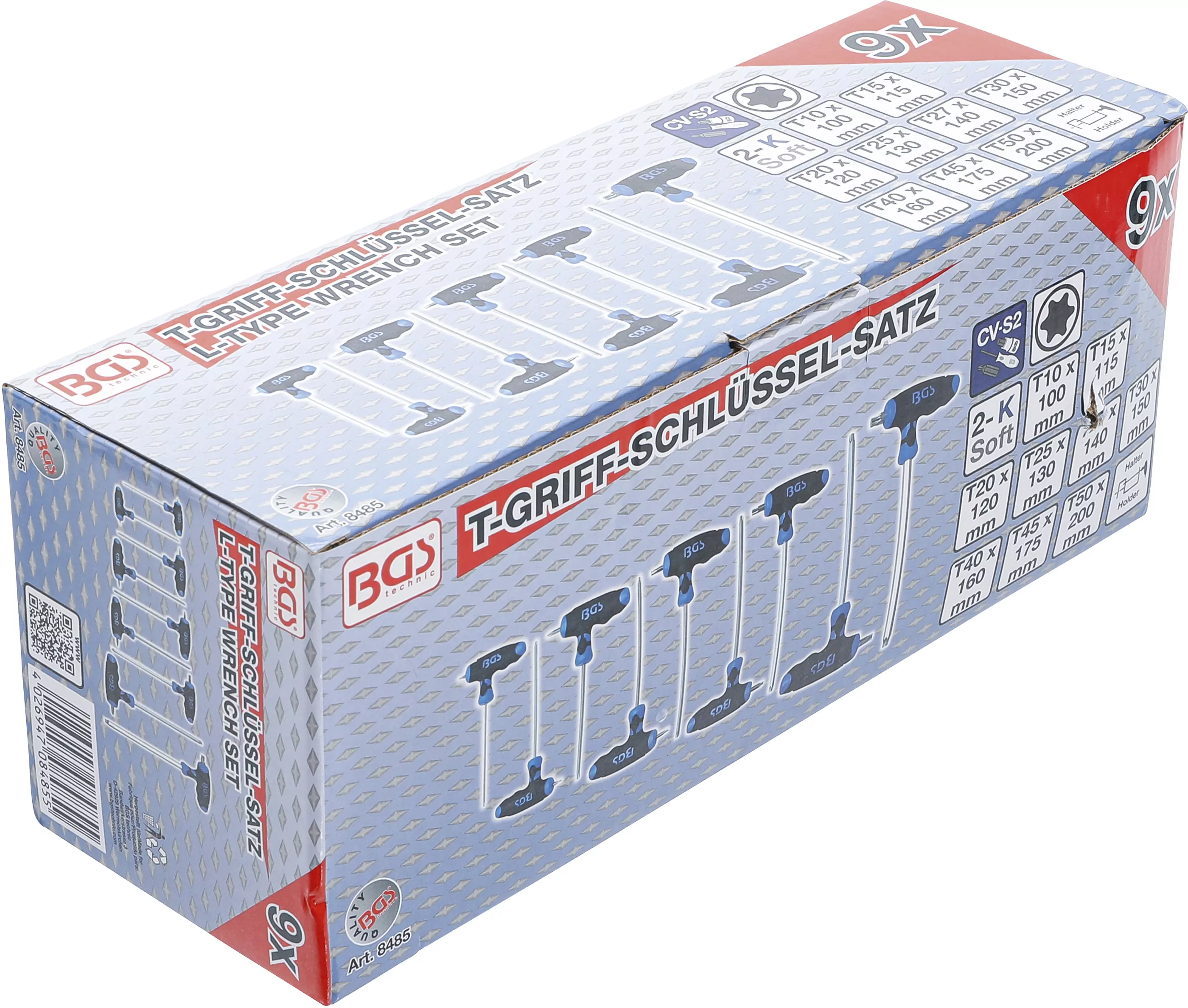 T-Griff-Schlüssel-Satz | T-Profil (für Torx) T10 - T50 | 9-tlg.