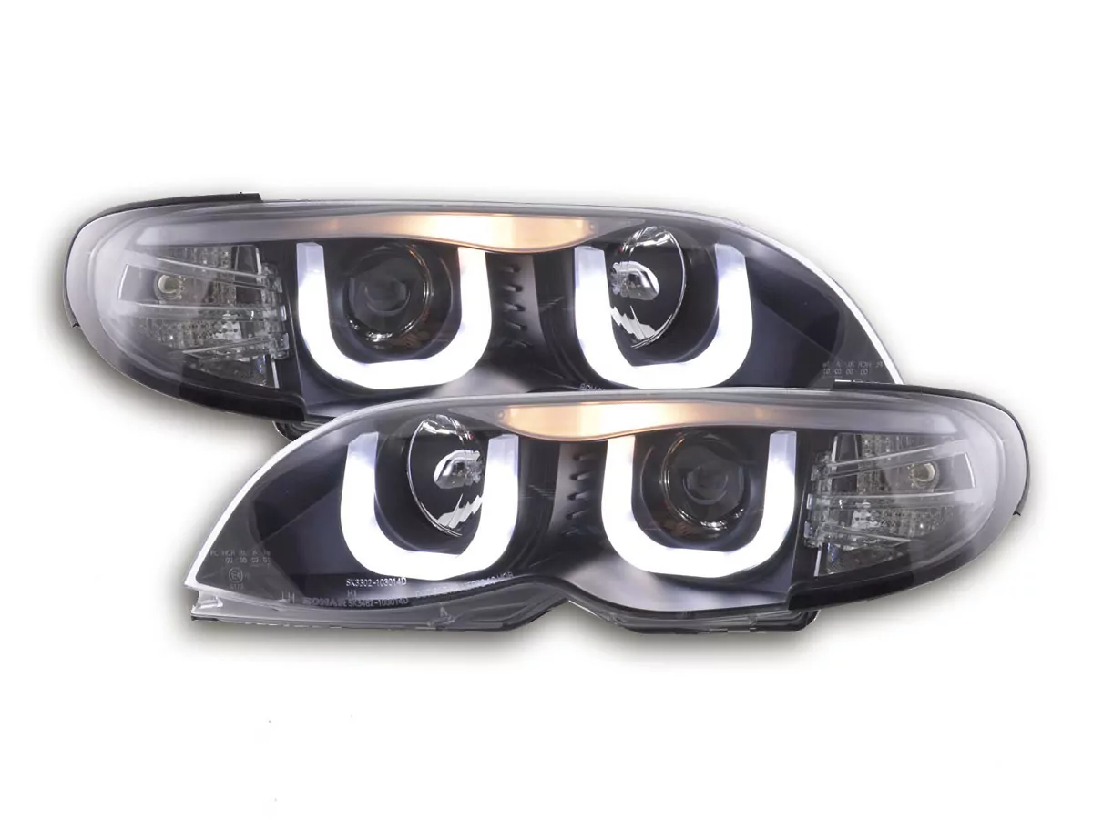 Scheinwerfer Set Angel Eyes BMW 3er E46 Limo/Touring Bj. 02-05 schwarz