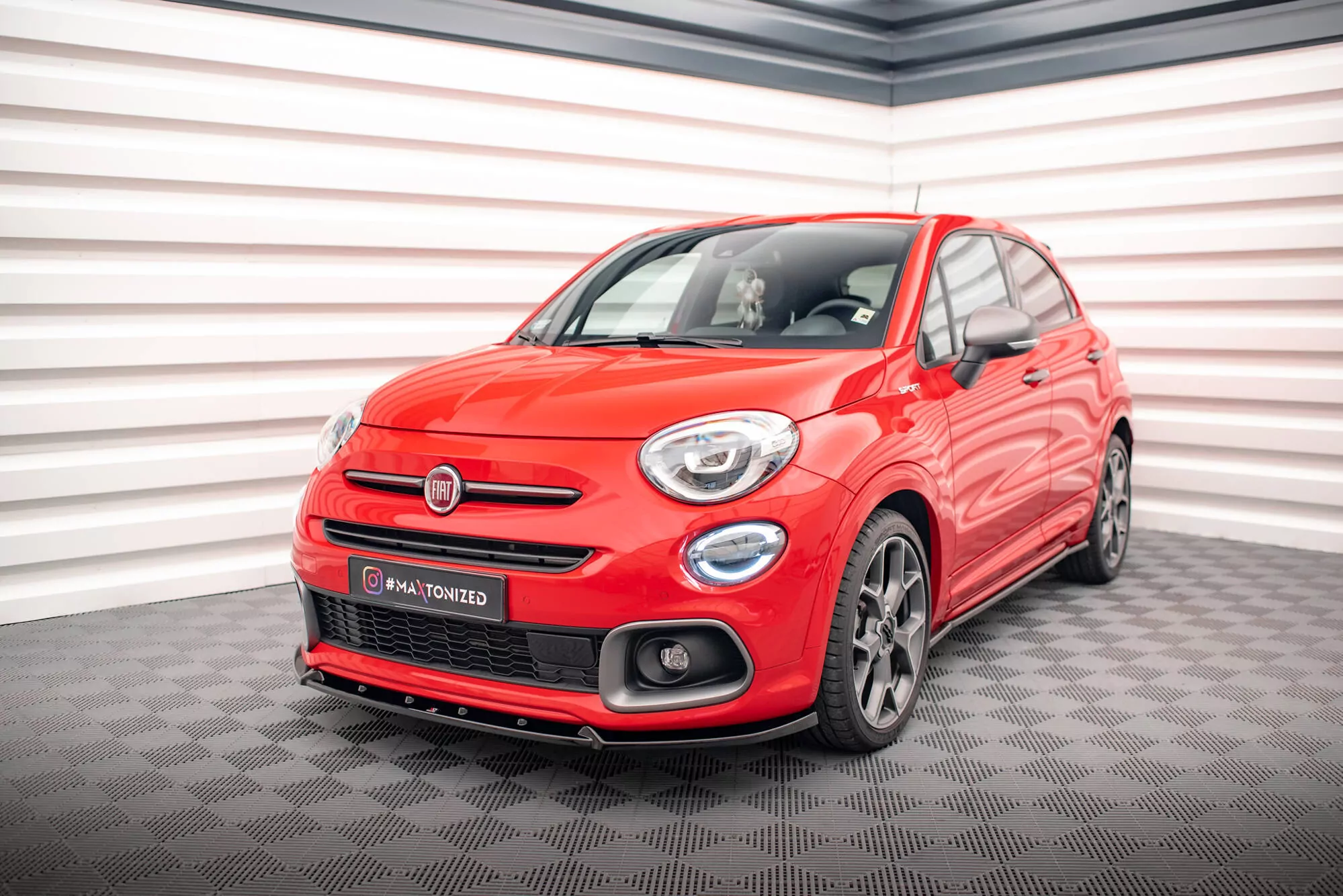 Front Ansatz Für Fiat 500X Sport Mk1 Facelift Schwarz Hochglanz
