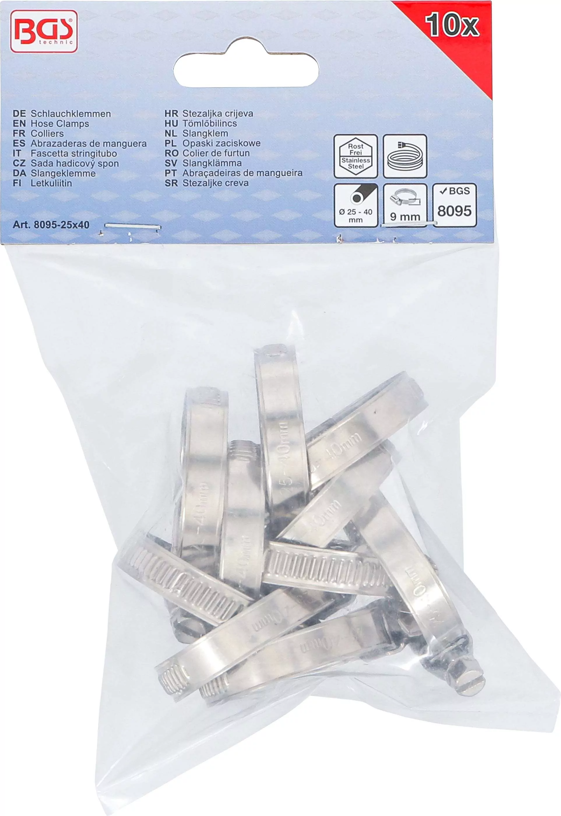 Schlauchklemmen | rostfrei | 25 x 40 mm | 10-tlg.