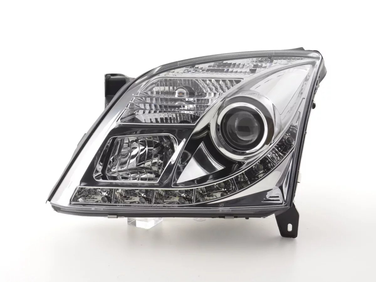 Scheinwerfer Set Daylight LED TFL-Optik Opel Vectra C Bj. 02-05 chrom für Rechtslenker