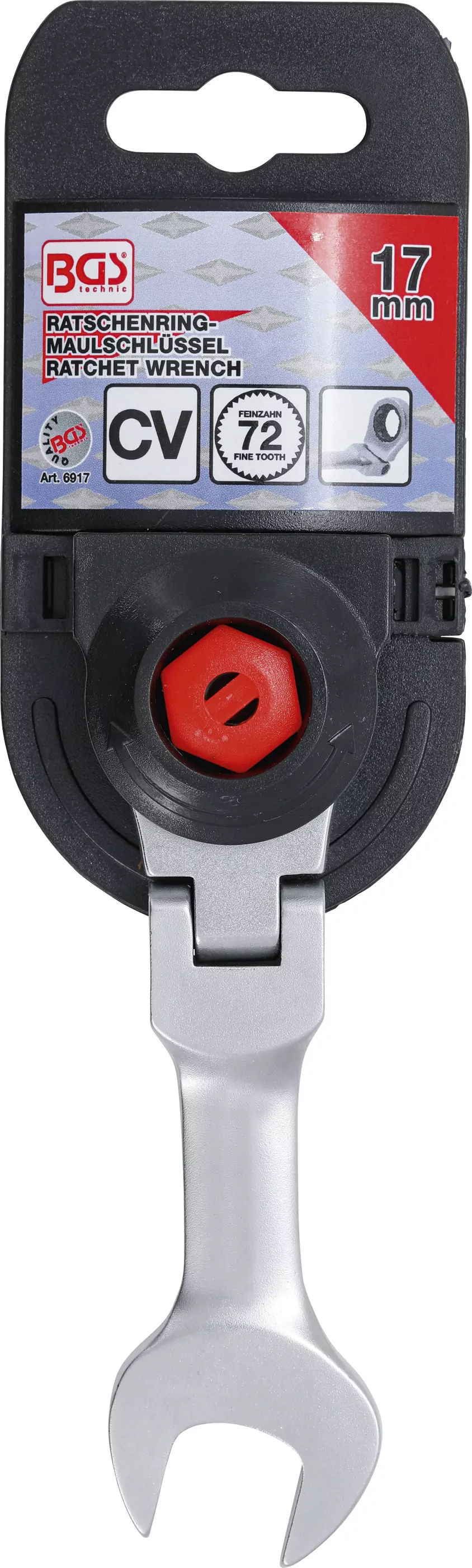 Ratschenring-Maulschlüssel | kurz | abwinkelbar | SW 17 mm