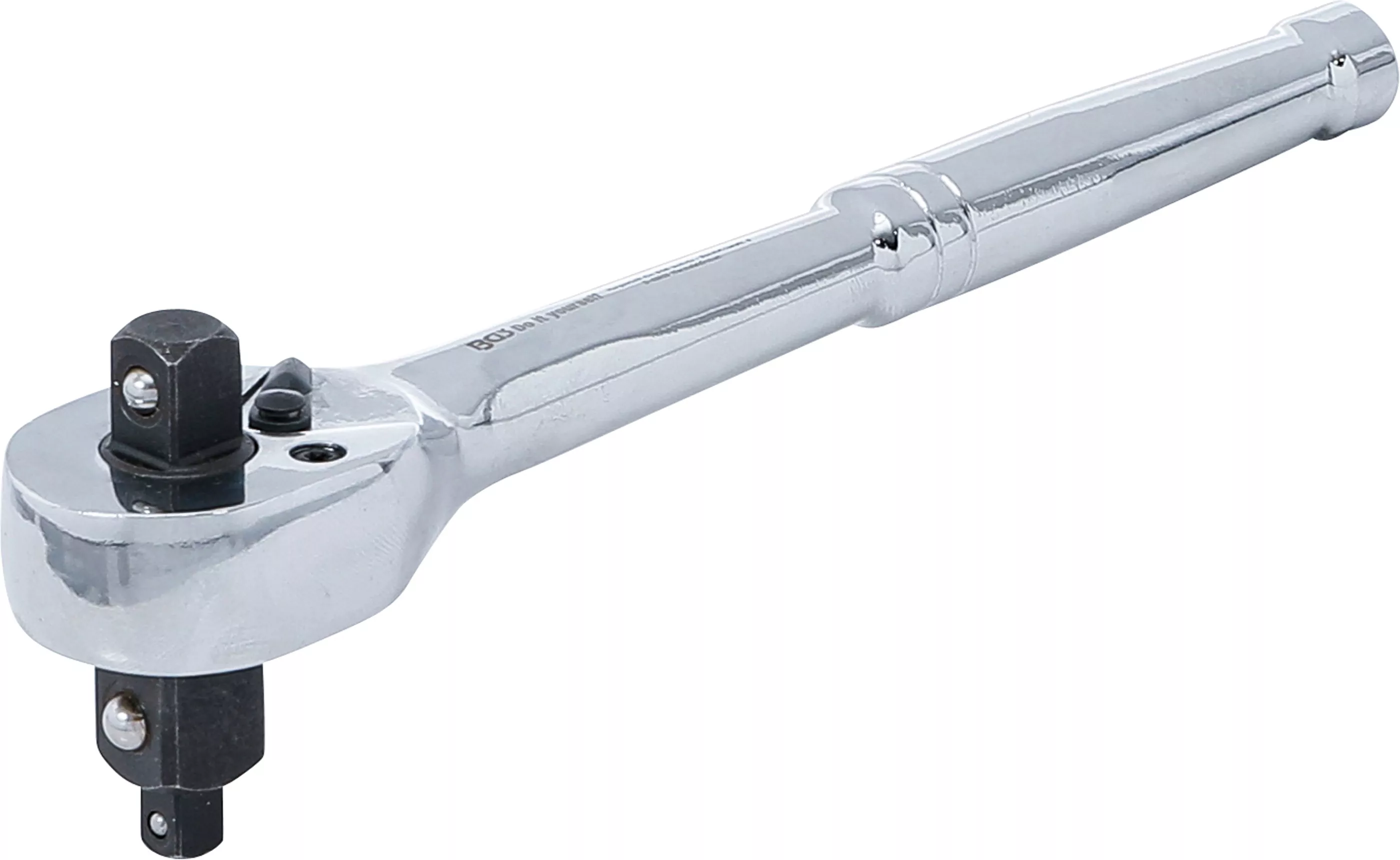 Umschaltknarre | Vollstahl | feinverzahnt | 3-in-1 | Abtrieb Außenvierkant 6,3 mm (1/4") / 10 mm (3/8") / 12,5 mm (1/2")