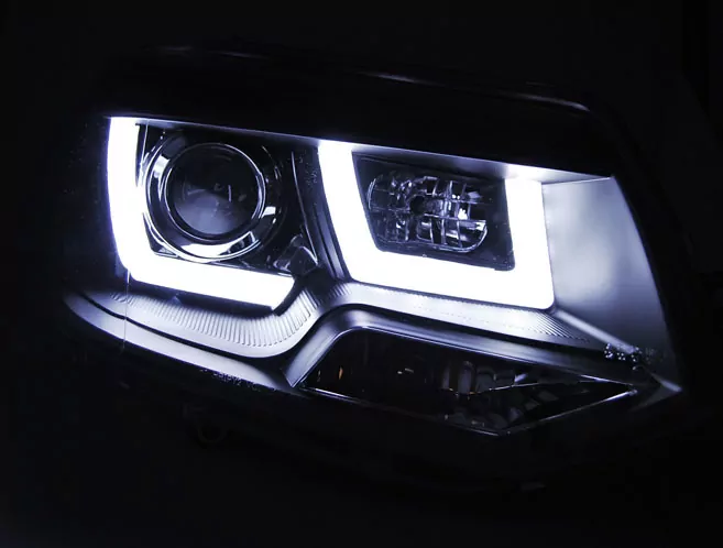 HEADLIGHTS U-LED LIGHT BLACK fits VW T5 2010-2015