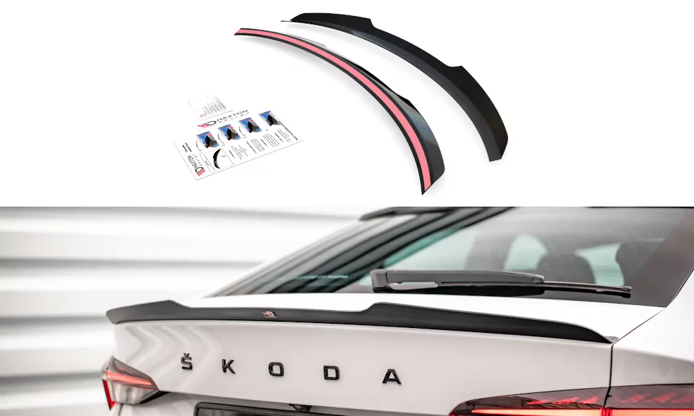 Spoiler CAP Für Skoda Octavia Liftback Mk4 Schwarz Hochglanz