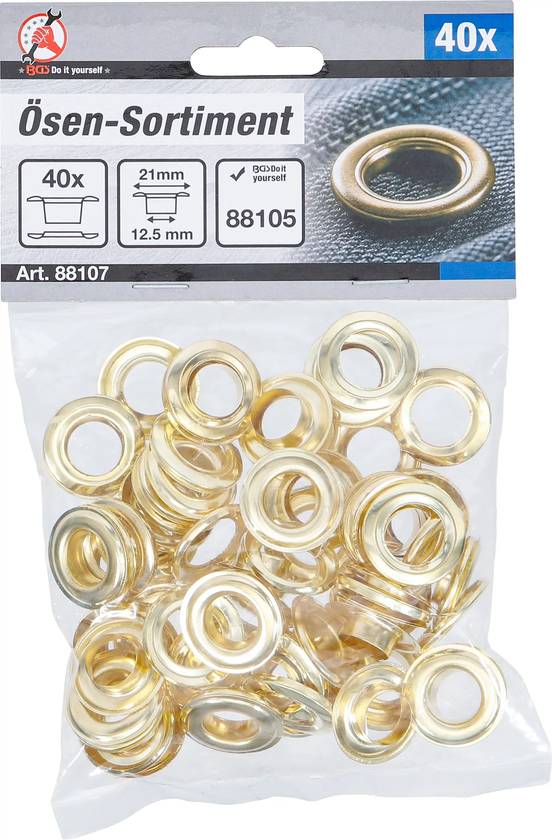 Ösen-Sortiment | 12,5 x 21 mm | 40-tlg.