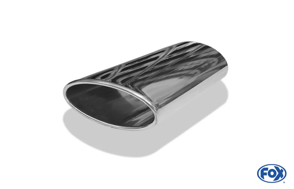 Anschweißendrohr Typ 38 - Rechts  160x90 mm / Länge: 300 mm - oval  - seitlich nach rechts 15°, sowie 15° nach unten abgeschrägt / eingerollt / ohne Absorber