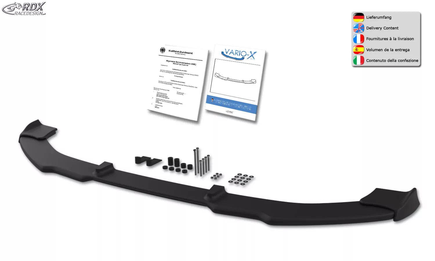 RDX Frontspoiler VARIO-X für BMW 1er F20 / F21 2015+ (auch Sportline) Frontlippe Front Ansatz Vorne Spoilerlippe